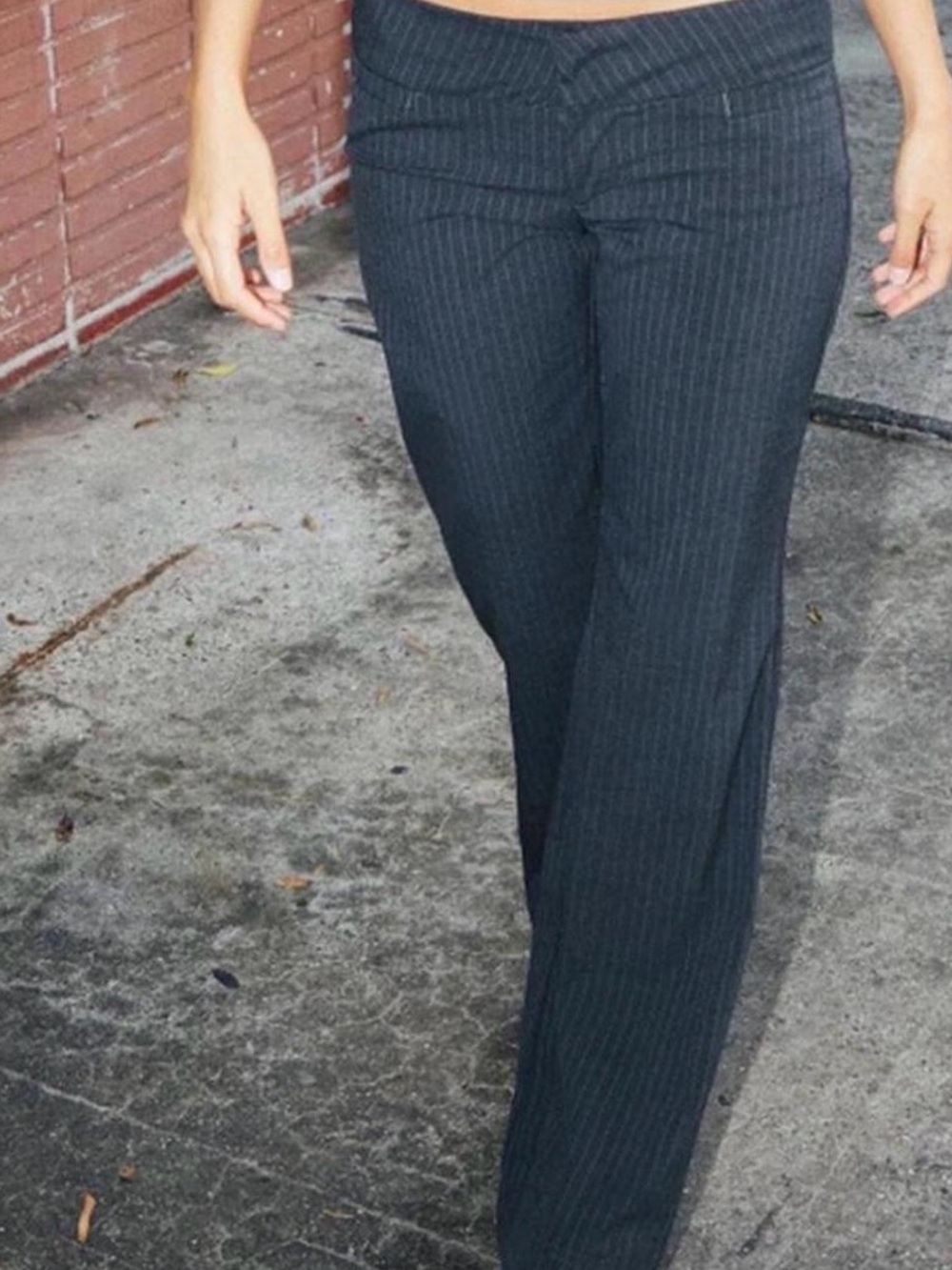 Brandy Melville Gray Pinstripe Low Rise Pants - Picture 2 of 6